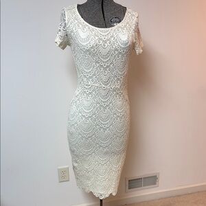 Velvet Cream Bodycon Midi Dress with Flutter Sleeves